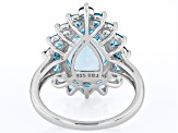 Sky Blue Topaz Rhodium Over Sterling Silver Ring 7.40ctw
