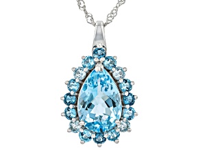 Sky Blue Topaz Rhodium Over Silver Pendant With Chain 7.40ctw