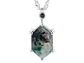 Blue Aquadite™ Rhodium Over Sterling Silver Pendant with Chain 6.23ctw