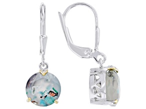 Blue Aquadite™ Rhodium and 18K Yellow Gold Over Sterling Silver Earrings 4.12ctw