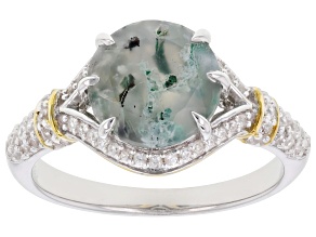Blue Aquadite™ Rhodium and 18K Yellow Gold Over Silver Ring 2.55ctw