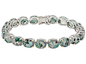 Blue Aquadite™ Rhodium And 18K Yellow Gold Over Sterling Silver Bracelet 35.34ctw