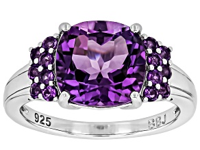 Purple Canela Amethyst Rhodium Over Sterling Silver Ring 3.39ctw