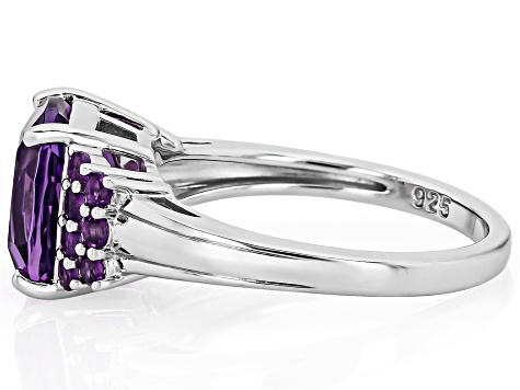 Purple Canela Amethyst Rhodium Over Sterling Silver Ring 3.39ctw