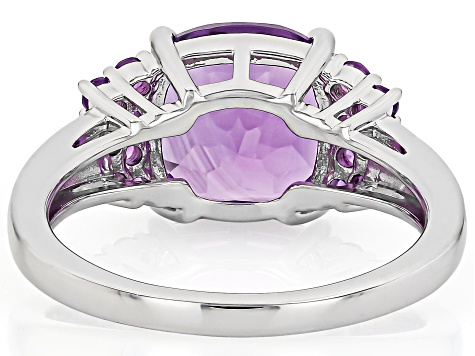 Purple Canela Amethyst Rhodium Over Sterling Silver Ring 3.39ctw