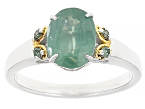 Mint Kyanite Rhodium and 18k Yellow Gold Over Silver Ring 2.16ctw