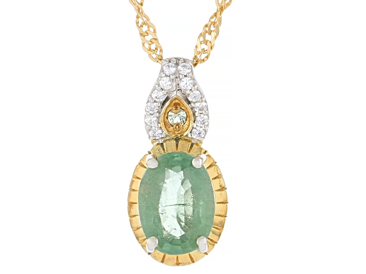 Mint Kyanite Rhodium and 18K Yellow Gold Over Silver Pendant with Chain 1.45ctw