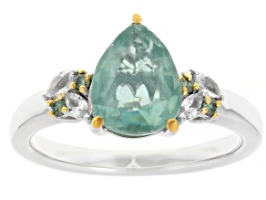 Mint Kyanite Rhodium and 18K Yellow Gold Over Sterling Silver Ring 2.10ctw