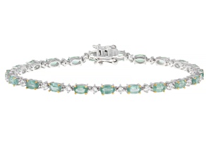 Mint Kyanite With White Zircon Rhodium & 18K Yellow Gold Over Sterling Silver Bracelet 6.59ctw