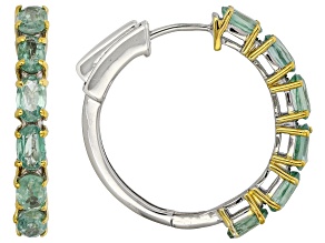 Mint Kyanite Rhodium & 18K Yellow Gold Over Sterling Silver Earrings 3.24ctw