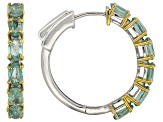 Mint Kyanite Rhodium & 18K Yellow Gold Over Sterling Silver Earrings 3.24ctw
