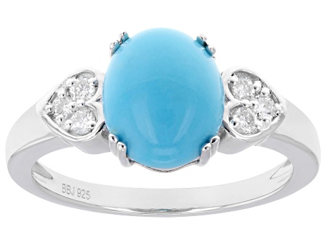 Sleeping Beauty Turquoise With Lab-Grown Diamond Rhodium Over