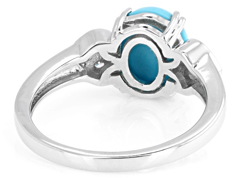 Sleeping Beauty Turquoise With Lab-Grown Diamond Rhodium Over