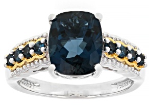 London Blue Topaz Rhodium & 18K Gold Over Sterling Silver Ring 3.67ctw