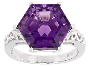 Purple Canela Amethyst Rhodium Over Sterling Silver Ring 5.19ct