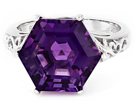Purple Canela Amethyst Rhodium Over Sterling Silver Ring 5.19ct