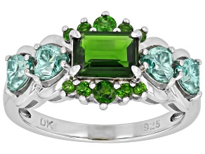 Green Chrome Diopside Rhodium Over Sterling Silver Ring 2.29ctw