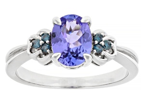 Tanzanite Rhodium Over Sterling Silver Ring 1.18ctw