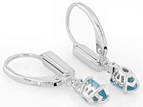 Blue Zircon Rhodium Over Sterling Silver Earrings 1.37ctw - RST888