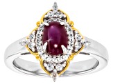 Star Ruby Rhodium and 18K Yellow Gold Over Sterling Silver Ring 0.30ctw