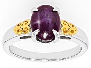 Red Star Ruby Rhodium & 18K Yellow Gold Over Sterling Silver Ring