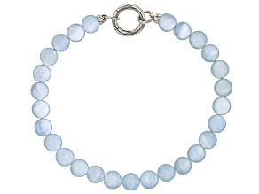 Blue Dreamy Aquamarine Rhodium Over Sterling Silver Bracelet
