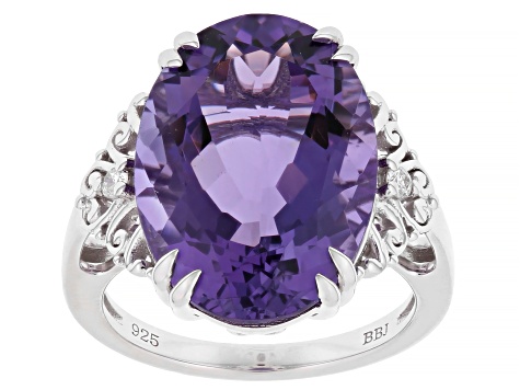 Purple Canela Amethyst Rhodium Over Sterling Silver Ring 10.24ctw