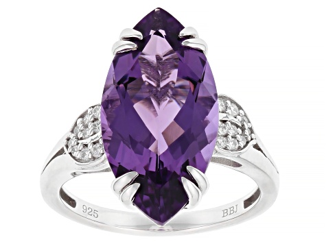 Purple Canela Amethyst Rhodium Over Sterling Silver Ring 6.91ctw