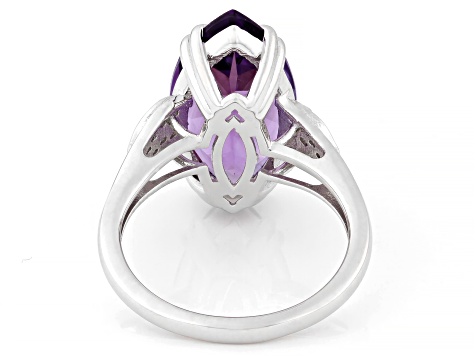 Purple Canela Amethyst Rhodium Over Sterling Silver Ring 6.91ctw