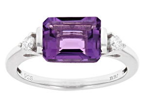 Purple Canela Amethyst Rhodium Over Sterling Silver Ring 2.12ctw