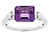 Purple Canela Amethyst Rhodium Over Sterling Silver Ring 2.12ctw