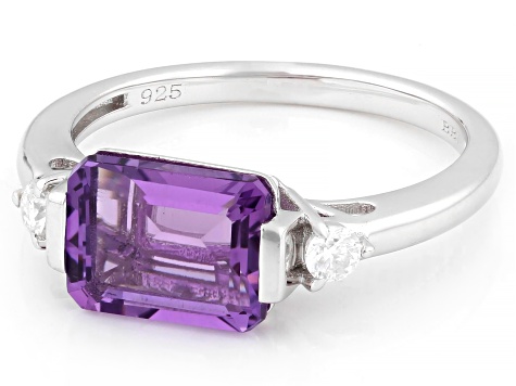 Purple Canela Amethyst Rhodium Over Sterling Silver Ring 2.12ctw