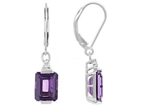 Purple Canela Amethyst Rhodium Over Sterling Silver Earrings 4.05ctw