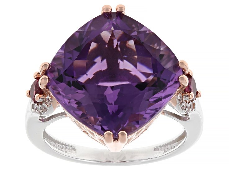 【2個セット】TLB  リベコ フロアクッション amethyst Purple Canela Amethyst Rhodium & 18K Rose Gold Over Silver Ring