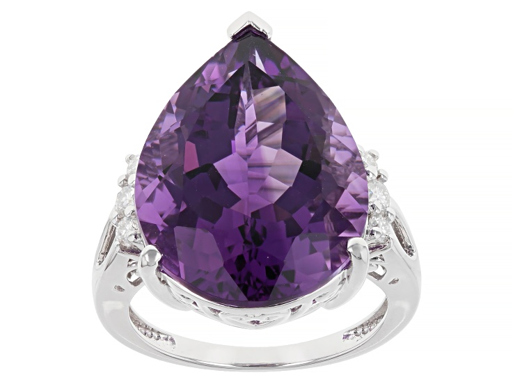 agete ドルジーアゲートリング　11号　パープル Purple Canela Amethyst Rhodium Over Sterling Silver Ring 11.80ctw