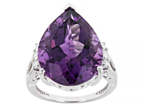 Purple Canela Amethyst Rhodium Over Sterling Silver Ring 11.80ctw