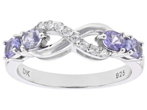Tanzanite Rhodium Over Sterling Silver Ring 0.57ctw