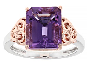 Purple Canela Amethyst Rhodium And 18K Rose Gold Over Sterling Silver Ring 3.65ct