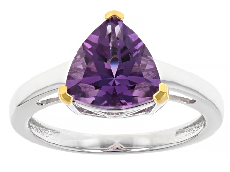 Purple Canela Amethyst Rhodium & 18K Yellow Gold Over Sterling Silver Solitaire Ring 2.05ct