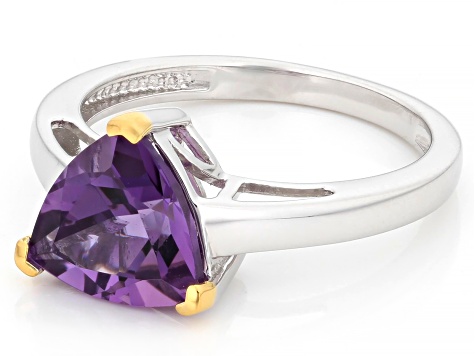 Purple Canela Amethyst Rhodium & 18K Yellow Gold Over Sterling Silver Solitaire Ring 2.05ct