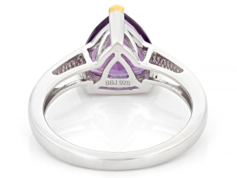 Purple Canela Amethyst Rhodium & 18K Yellow Gold Over Sterling Silver Solitaire Ring 2.05ct