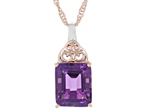 Purple Canela Amethyst Rhodium And 18K Rose Gold Over Sterling Silver Pendant Chain 3.65ctw