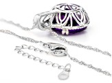 Purple Canela Amethyst Rhodium Over Sterling Silver Solitaire Pendant with Chain 11.05ct