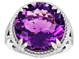 Purple Canela Amethyst Rhodium Over Sterling Silver Solitaire Ring 11.05ctw