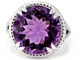 Purple Canela Amethyst Rhodium Over Sterling Silver Solitaire Ring 11.05ctw