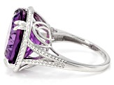 Purple Canela Amethyst Rhodium Over Sterling Silver Solitaire Ring 11.05ctw