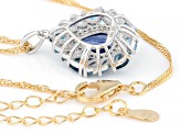 Blue Kyanite With Topaz & Zircon Rhodium & 18K Yellow Gold Over Silver Pendant With Chain 3.44ctw