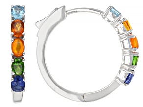 Orange Ethiopian Opal With Multi-Gemstone Rhodium Over Sterling Silver Earrings 1.58ctw