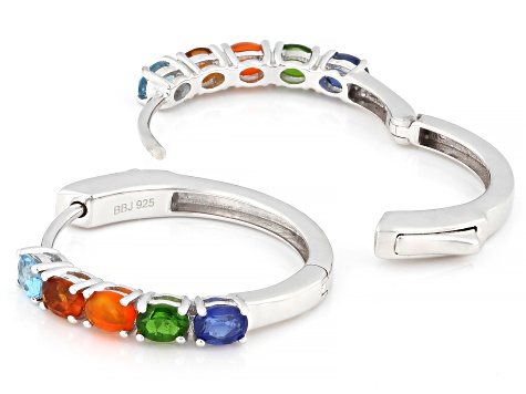 Orange Ethiopian Opal With Multi-Gemstone Rhodium Over Sterling Silver Earrings 1.58ctw