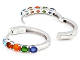 Orange Ethiopian Opal With Multi-Gemstone Rhodium Over Sterling Silver Earrings 1.58ctw